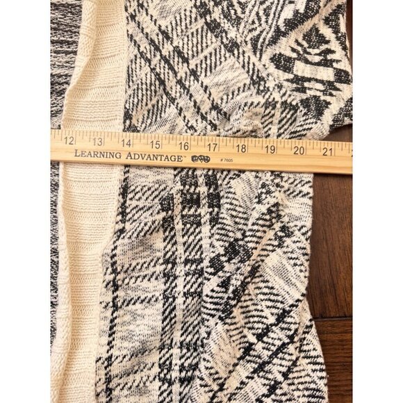 Anthropologie TINY Black & Cream Open Front Boho Cardigan Sweater With Tribal Pa - Picture 10 of 10
